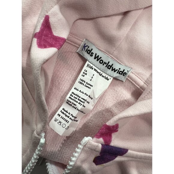 Kids Worldwide Heart Mini Zip Hoodie in Pink - Picture 4 of 4